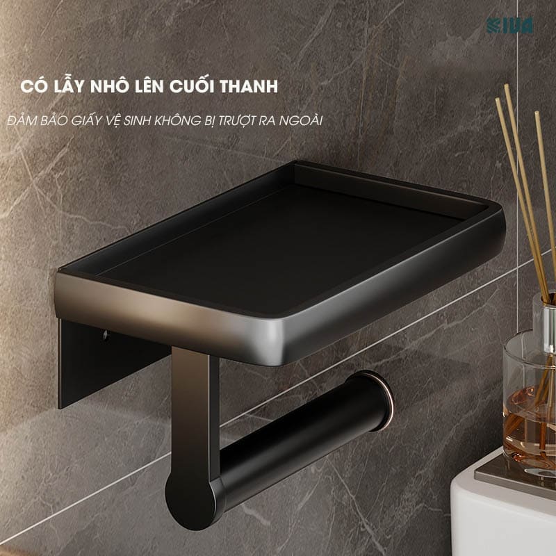 Hộp Đựng Giấy Vệ Sinh Nhà Tắm KIVA Chất Liệu Nhôm Hàng Không, Lắp Đặt Không Cần Khoan, Bảo Hành 10 Năm.