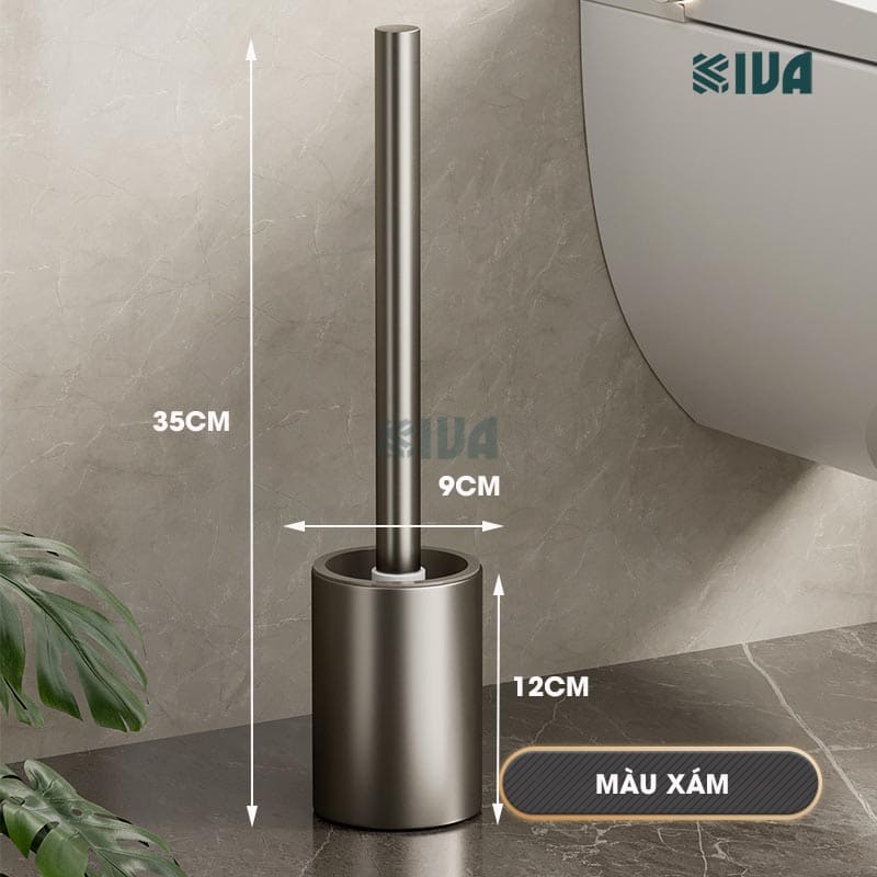Chổi cọ, chà bồn cầu, toilet KIVA, chất liệu nhôm hàng không, không gỉ sét.