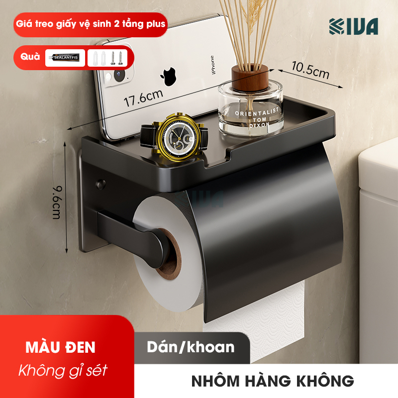 Hộp Đựng Giấy Vệ Sinh Nhà Tắm KIVA Chất Liệu Nhôm Hàng Không, Lắp Đặt Không Cần Khoan, Bảo Hành 10 Năm.