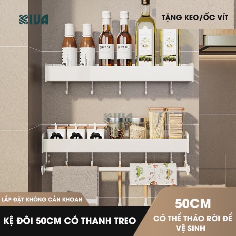 Kệ để đồ nhà bếp đa năng KIVA phong cách Bắc Âu, chất liệu nhôm hàng không cao cấp, bảo hành 10 năm.