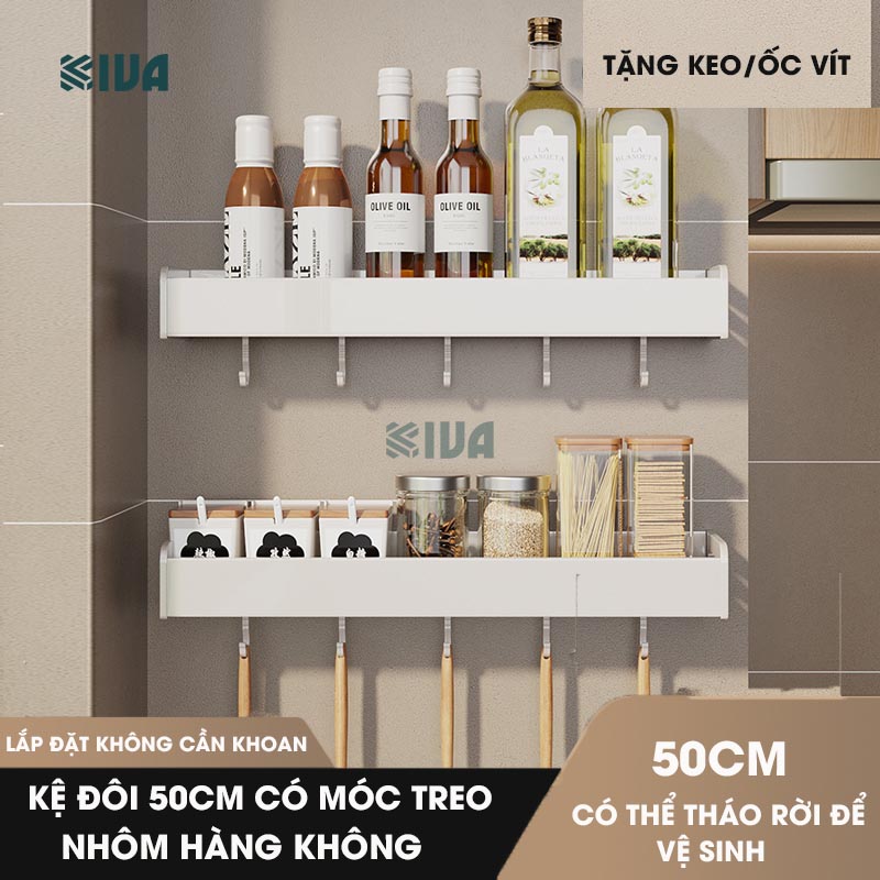 Kệ để đồ nhà bếp đa năng KIVA phong cách Bắc Âu, chất liệu nhôm hàng không cao cấp, bảo hành 10 năm.
