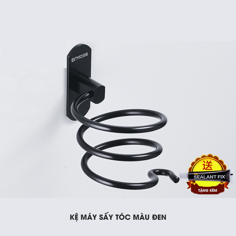 Giá kệ treo để máy sấy tóc KIVA đơn giản, chất liệu nhôm hàng không, lắp đặt dán tường.