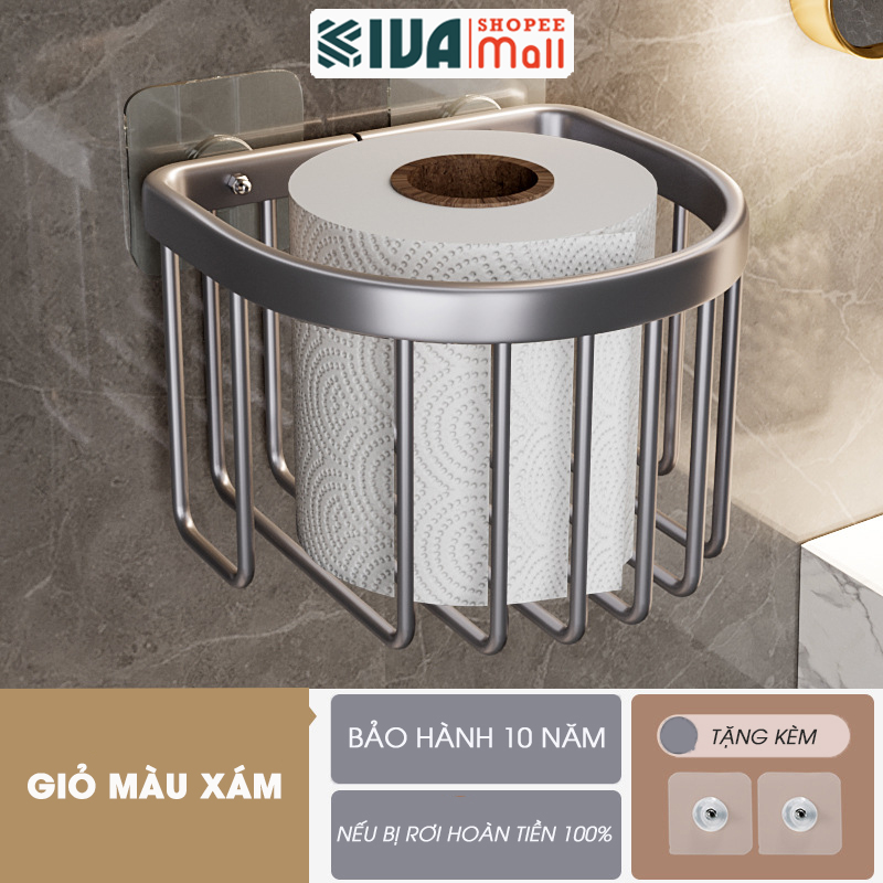 Hộp Đựng Giấy Vệ Sinh Nhà Tắm KIVA Chất Liệu Nhôm Hàng Không, Lắp Đặt Không Cần Khoan, Bảo Hành 10 Năm.