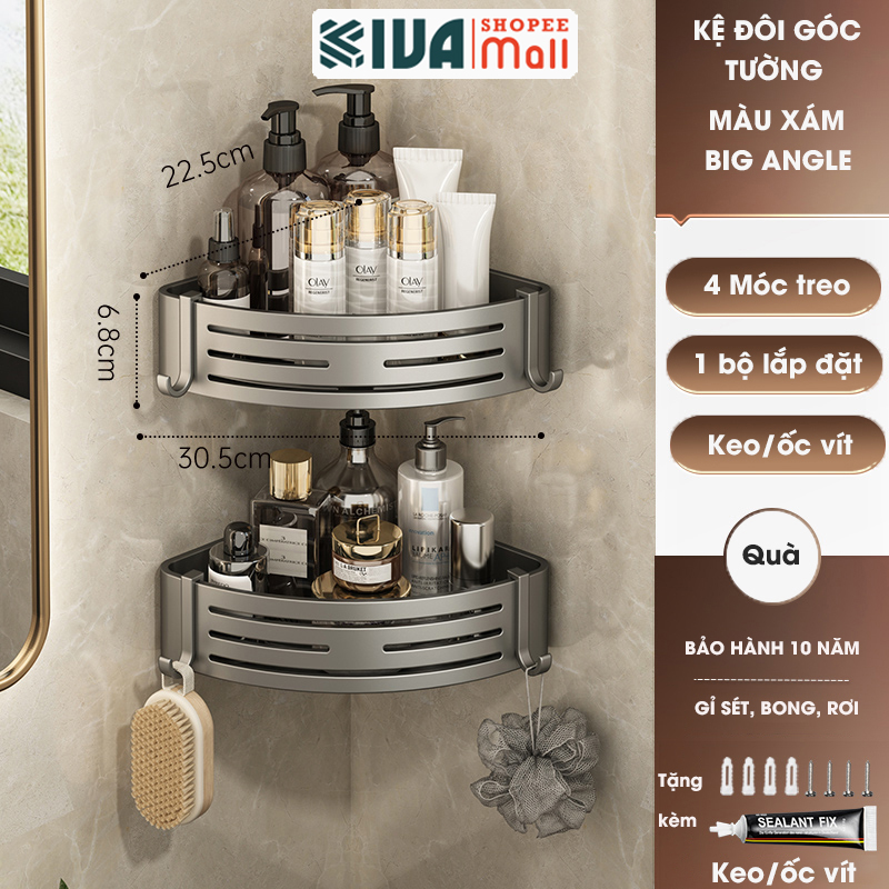 Kệ 3 chữ nhật BIG ANGLE màu xám có thanh