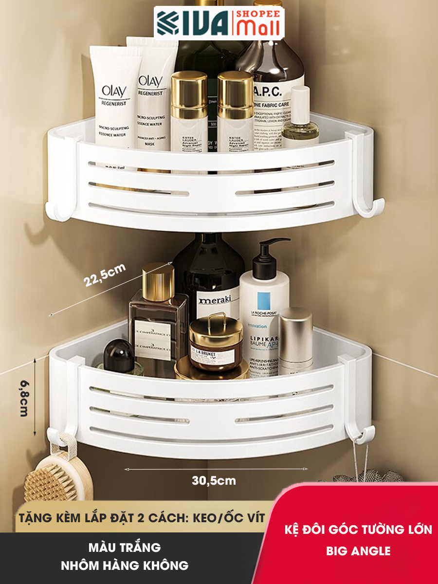 Kệ 3 chữ nhật BIG ANGLE màu trắng có thanh