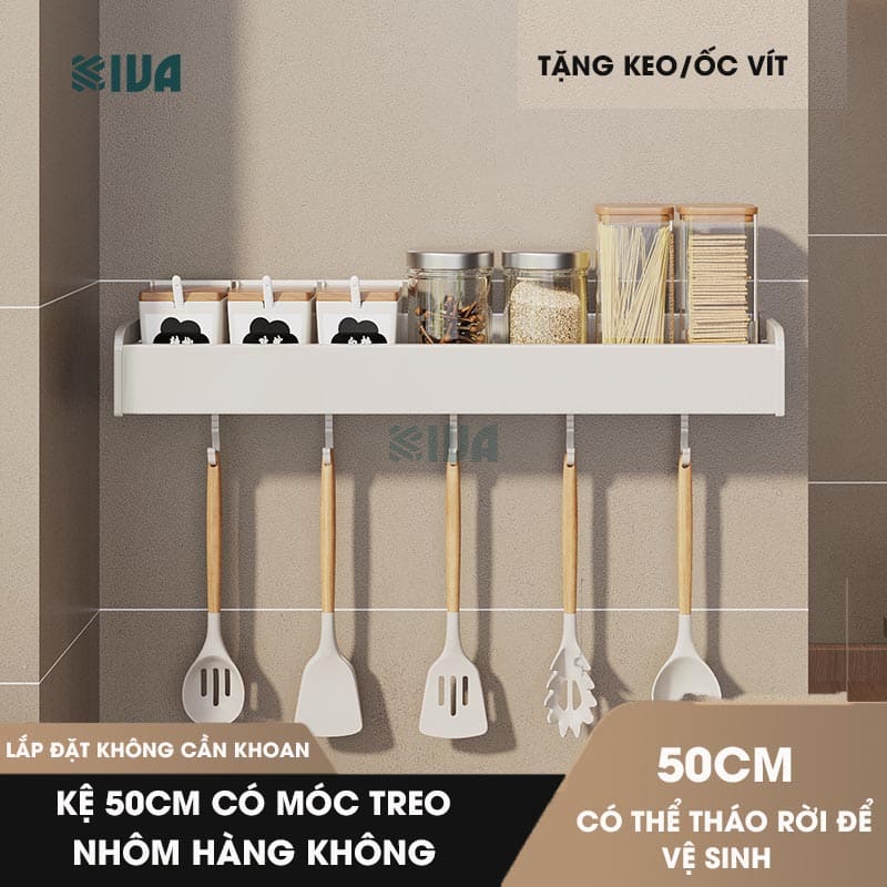 Kệ để đồ nhà bếp đa năng KIVA phong cách Bắc Âu, chất liệu nhôm hàng không cao cấp, bảo hành 10 năm.