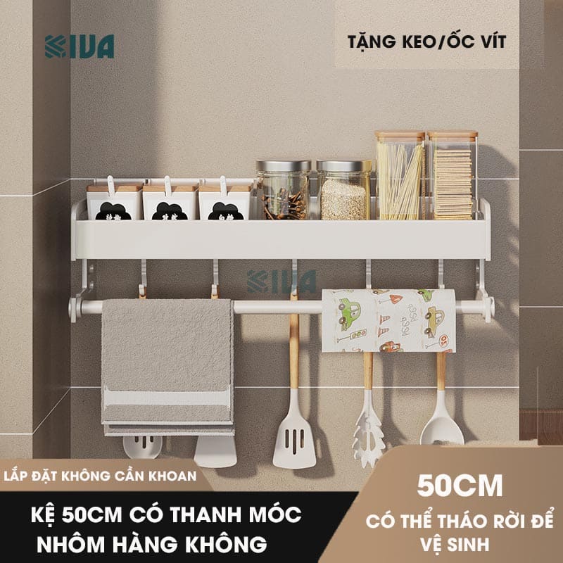 Kệ để đồ nhà bếp đa năng KIVA phong cách Bắc Âu, chất liệu nhôm hàng không cao cấp, bảo hành 10 năm.