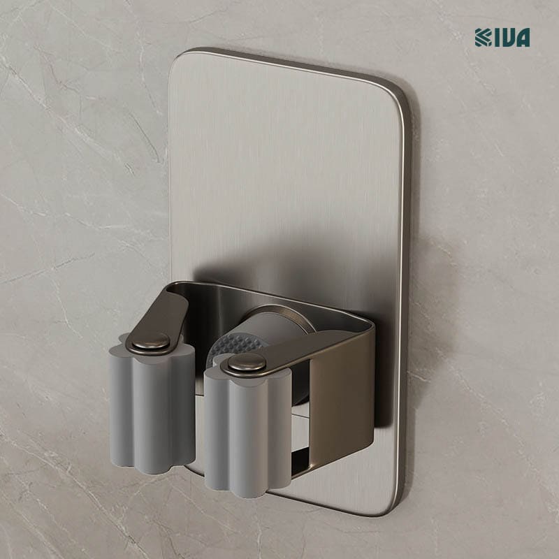 Móc Kẹp Cây Lau Nhà KIVA, Chất Liệu Nhôm Hàng Không Cao Cấp, Lắp Đặt Không Cần Khoan.