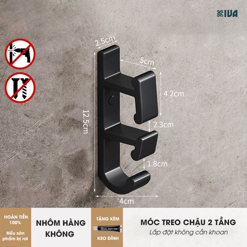 Móc Treo Chậu KIVA, Chất Liệu Nhôm Hàng Không, Lắp Đặt Không Cần Khoan