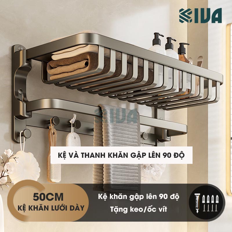 Giá kệ để khăn, để đồ nhà tắm KIVA, đa dạng mẫu mã, thiết kế, kích thước và màu sắc, chất liệu nhôm hàng không cao cấp.