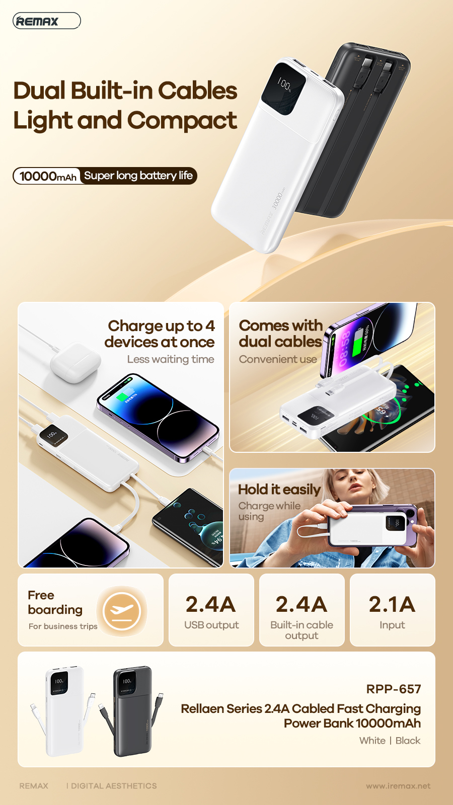 [SE155]Pin sạc dự phòng Remax RPP-657 10000mAh 2.4A
