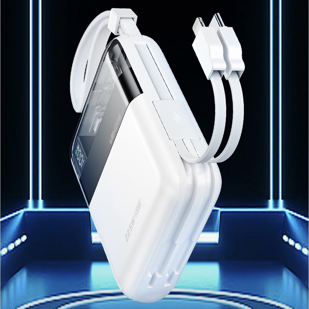 [SE279]Sạc Dự Phòng Đa Năng 10000mAh WEKOME WP-309 - Tích Hợp 2 Cáp Sạc Nhanh TypeC & iP - Hỗ Trợ Sạc Nhanh Lên Đên 22,5W