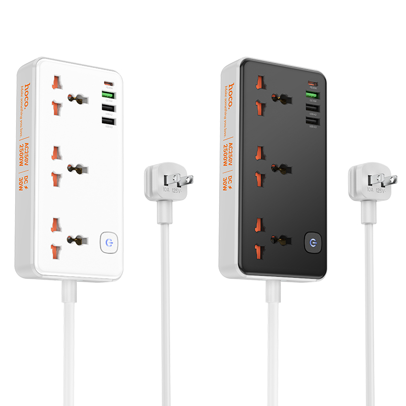[Se298]Ổ cắm điện hoco AC8 dài 1m5 3A+1C 30W (US)