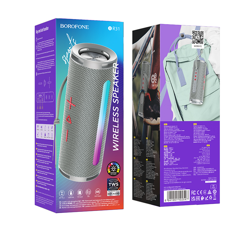 [SE258]Loa bluetooth V5.3 BOROFONE BR31 1500mAh 5W*2 FM TF USB AUX TWS