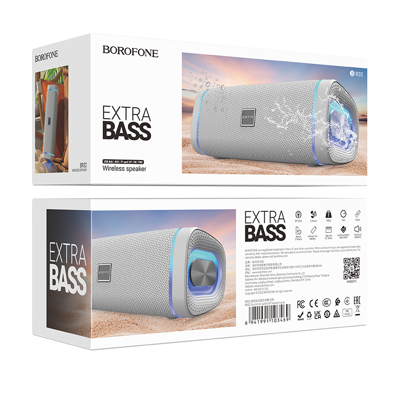 [SE245]Loa bluetooth V5.3 BOROFONE BR32 1200mAh 5W*2 FM TF USB AUX TWS