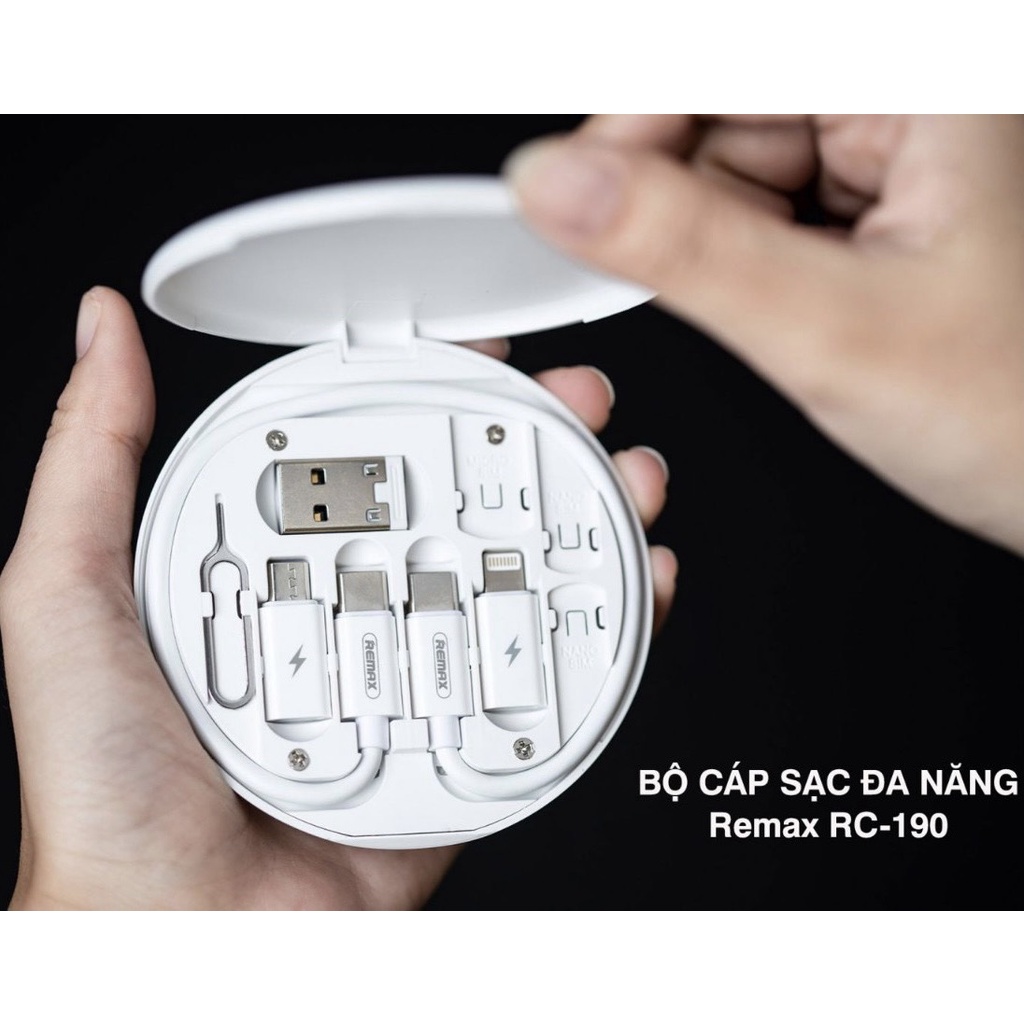 [SE80] Cáp Sạc Đa Năng 6 in 1 Remax RC-190, Hộp Đựng Tiện Lợi, Sang Trọng