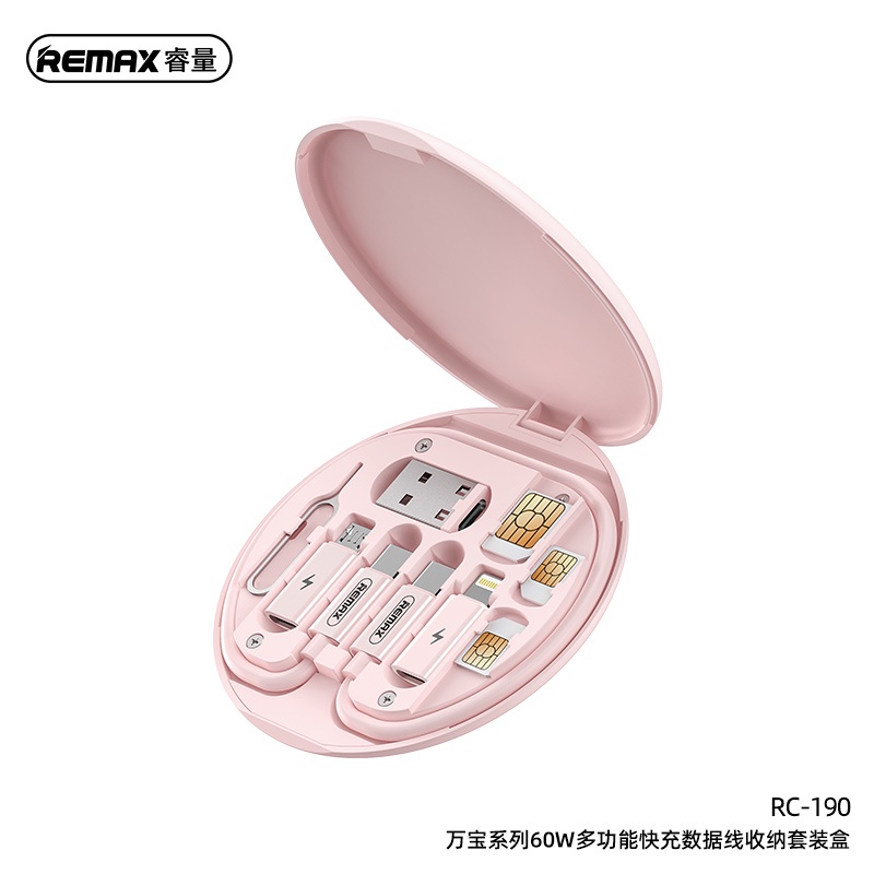 [SE80] Cáp Sạc Đa Năng 6 in 1 Remax RC-190, Hộp Đựng Tiện Lợi, Sang Trọng