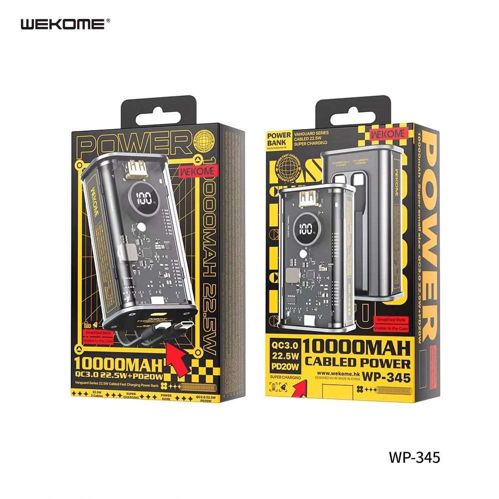 [SE260]PIN SẠC DỰ PHÒNG WEKOME WP-345 10000MAH QC3.0+PD 22.5W TÍCH HỢP CÁP