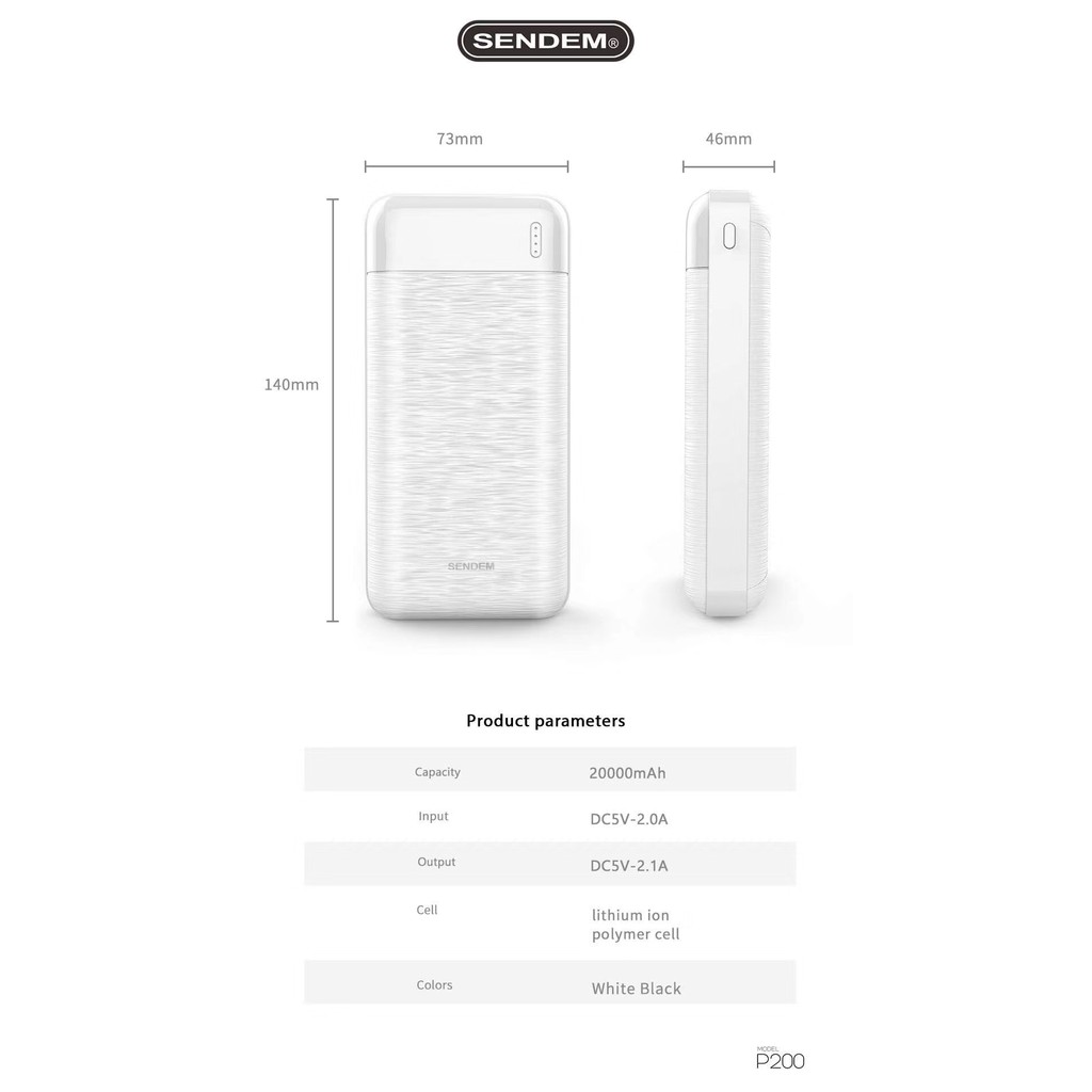 [SE195]Sạc Dự Phòng SENDEM P200 20000 Mah