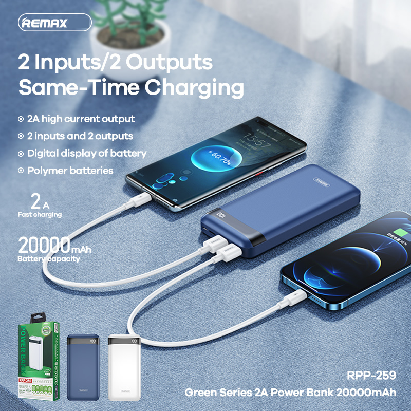 [SE240]Sạc Dự Phòng Remax RPP-259 20000mAh (Lõi Polymer, 2 Cổng Sạc Vào, 2 Cổng Sạc Ra)