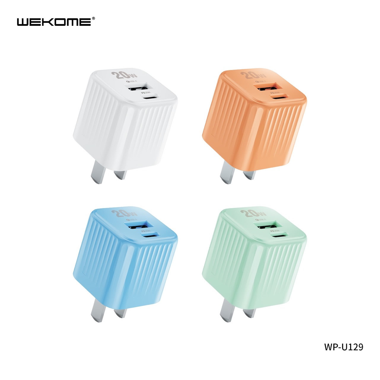 [SE99]Củ Sạc Nhanh 2 Cổng WEKOME WP-U129 Sạc Chân Type C 20W và Chân Qc 3.0 18W