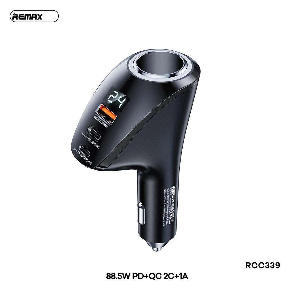 [SE150]Củ Sạc Nhanh REMAX Warrior Series 88.5W PD + QC 2C + 1A Cho Xe Hơi RCC339 Sạc Cùng Lúc Nhiều Thiết Bị, An Toàn, Bắt Mắt