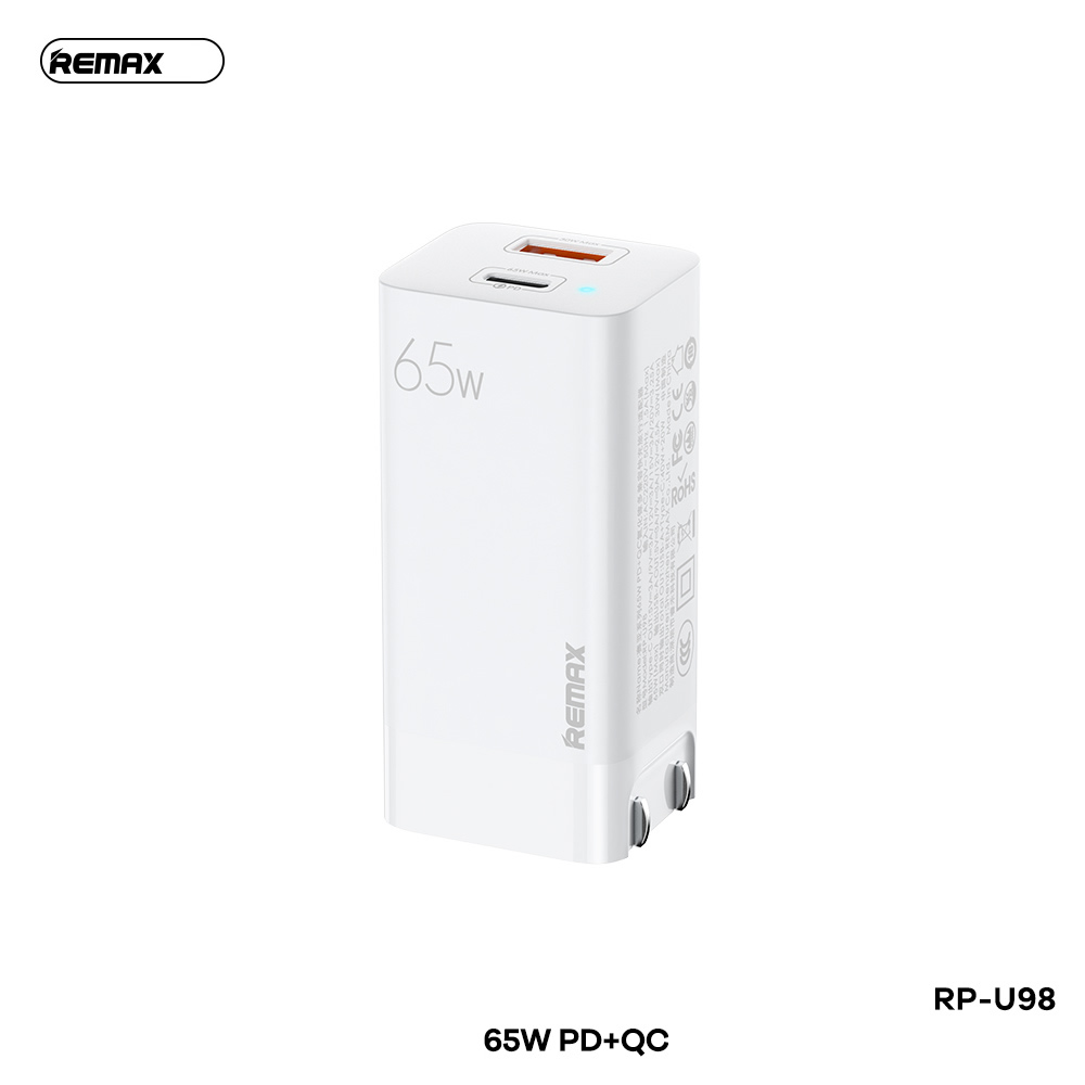 [SE310]CỐC SẠC NHANH REMAX RP-U98 USB+TYPE C QC3.0+PD 65W