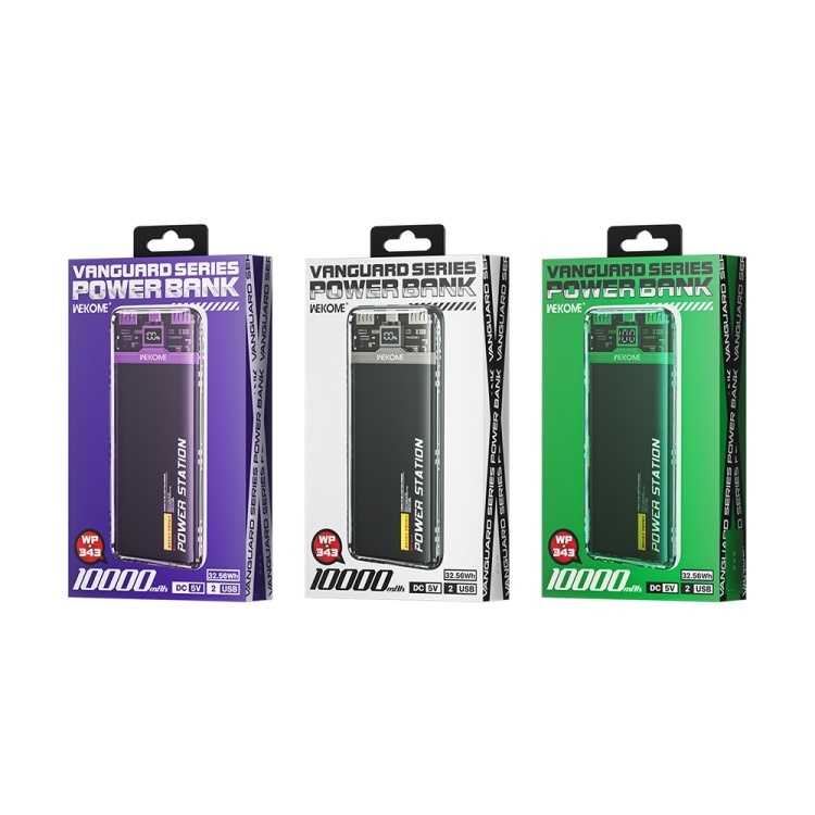 [SE165]Pin dự phòng WEKOME WP-343 10000mAh input TypeC, 2 USB output 2.1A, thiết kế cực đẹp