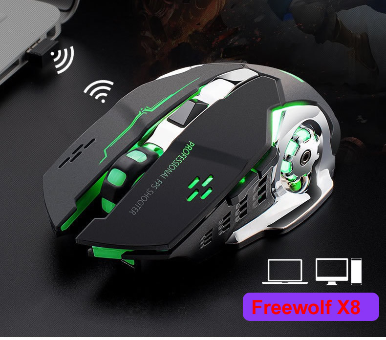 [SE101]Chuột Sạc Không Dây Free Wolf X8 Chuyên Game Free Color