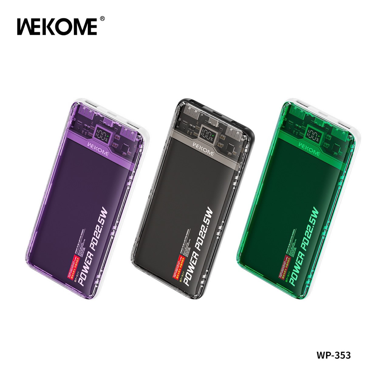 [SE210]Sạc Dự Phòng WEKOME WP-353 Sạc Siêu Nhanh Kiểu Dáng Trong Suốt Bền Đẹp, Có Cổng Sạc Nhanh PD