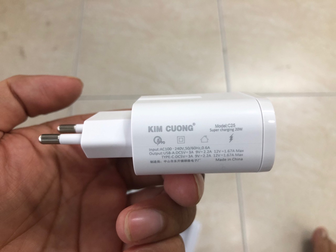 [SE45]Cóc sạc nhanh Kim Cương C25 QC 3.0 18W + PD 20W chân tròn