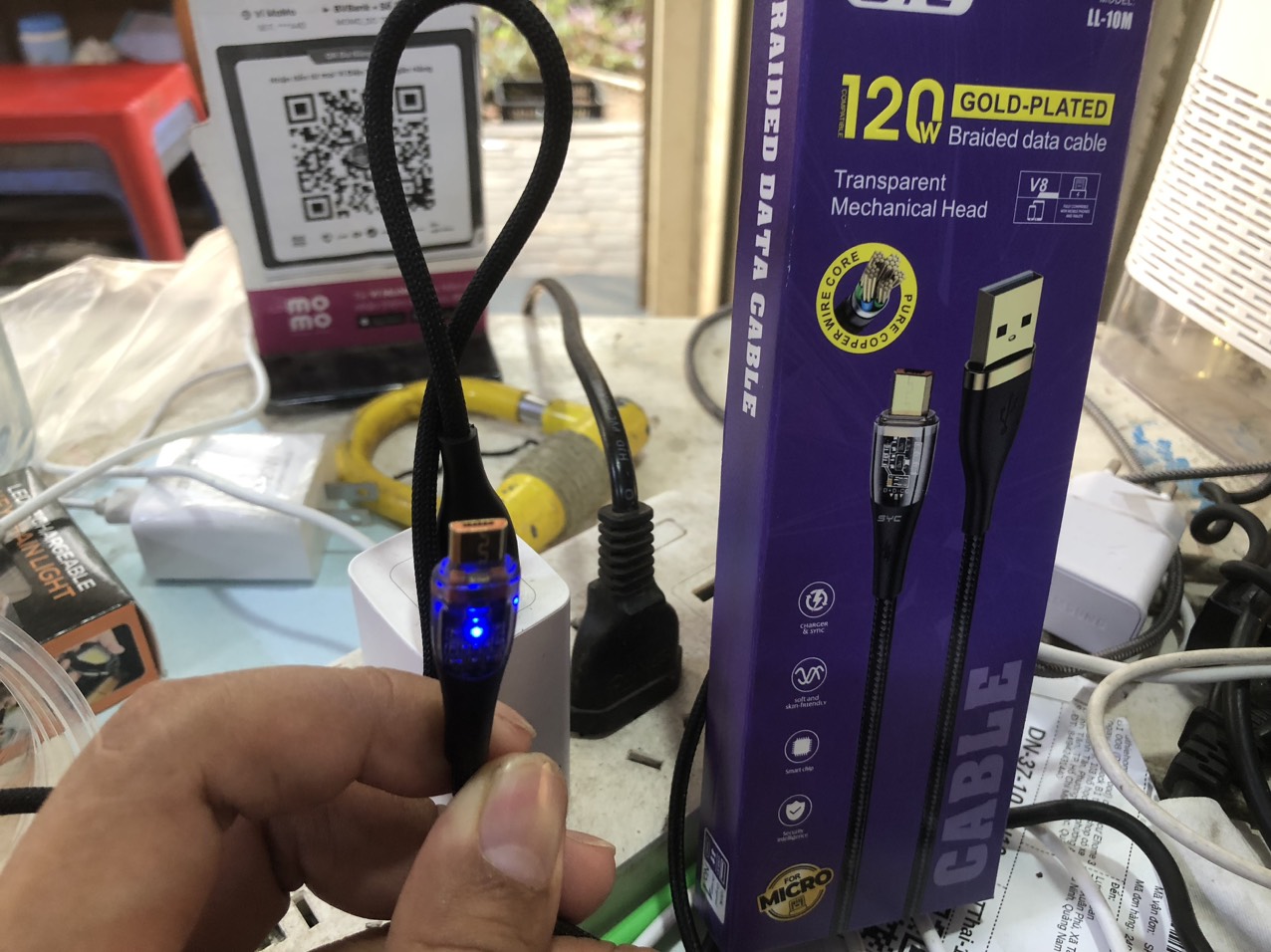 [SE21] Cáp sạc SYC LL-10M Micro Usb Lộ Main có đèn báo sạc