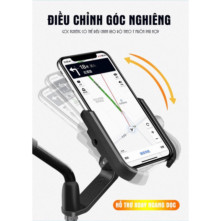 [SE39]Giá Đỡ Điện Thoại Xe Máy, Kẹp Điênh Thoại Dành Cho Xe Máy  H2 Bằng Hợp Kim Nhôm Chắc Chắn