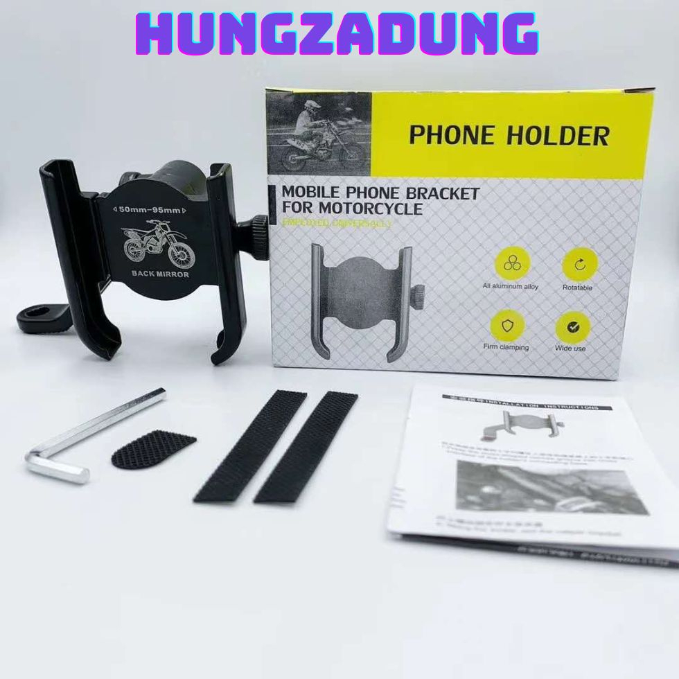 [SE39]Giá Đỡ Điện Thoại Xe Máy, Kẹp Điênh Thoại Dành Cho Xe Máy  H2 Bằng Hợp Kim Nhôm Chắc Chắn