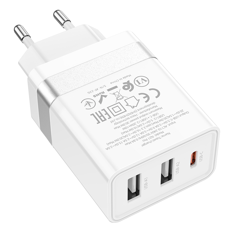 [SE151]Cốc sạc nhanh Hoco N21 Pro QC3.0+PD (2 USB+1 Type C) 30W