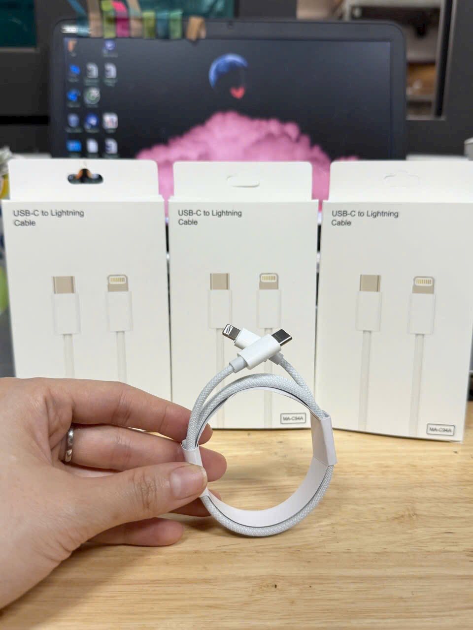 [SE23] Cáp dù trắng type C to lighning 180 sợi đồng tích hợp 2 đầu chóng gãy