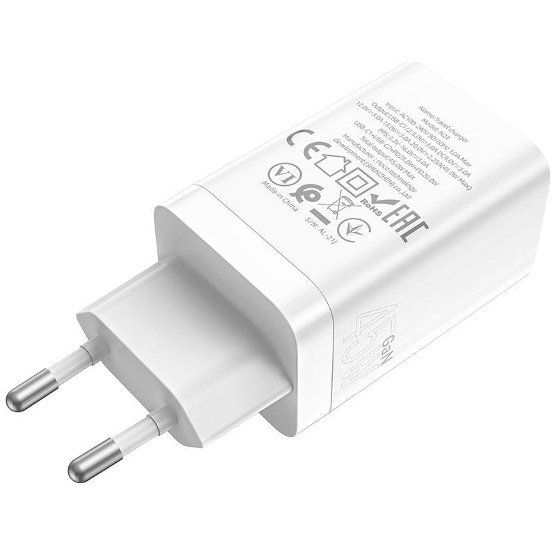 [SE275]Cốc sạc nhanh Hoco N23 QC3.0+PD (2 Type C) 45W