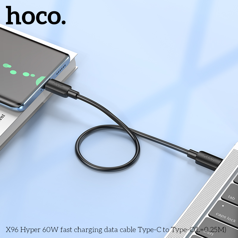 [SE15]CÁP TYPE C RA TYPE C HOCO X96 C-C 60W DÀI 25CM