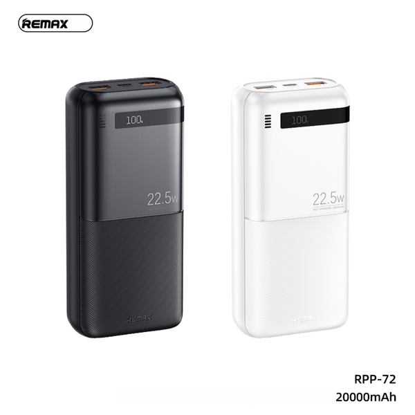 [SE245][REMAX RPP-72] Pin sạc dự phòng 20000mAh QC3.0+PD 22.5W HT % pin(480g)