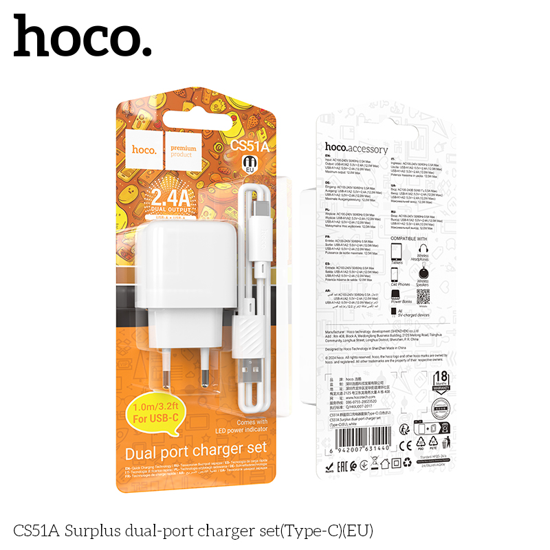 [SE37]  Bộ sạc hai cổng Surplus CS51A (Type-C)(EU)