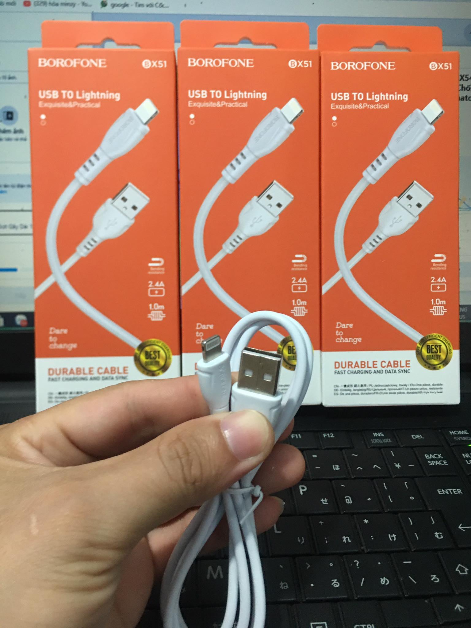 DÂY SẠC BOROFONE LIGHTNING BỌC DÙ CHỐNG ĐỨT HIỆU QUẢ