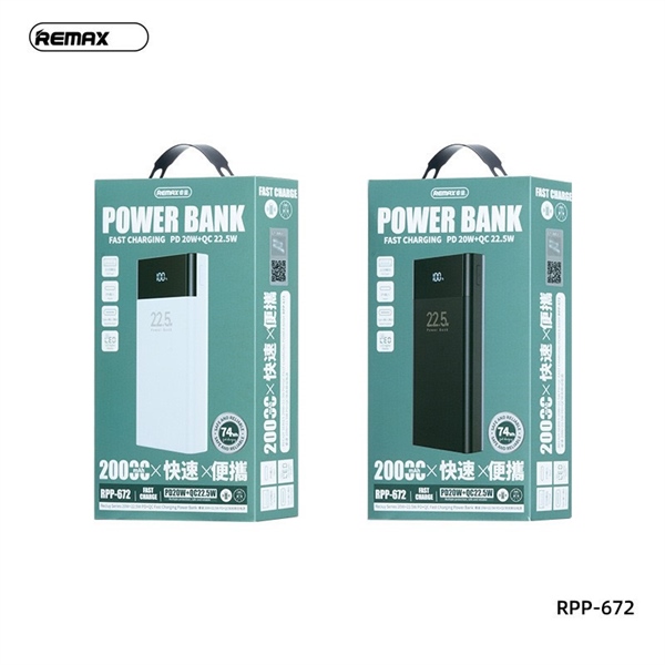 [SE270][REMAX RPP-672] Pin sạc dự phòng 20000mAh QC3.0+PD 22.5W(500g)