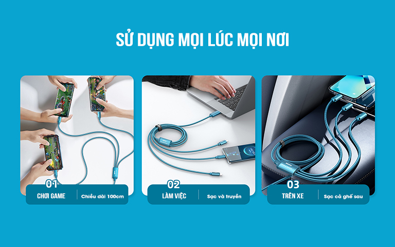 [SE160]Cáp sạc nhanh đa năng 3in2 100W Remax RC-C012