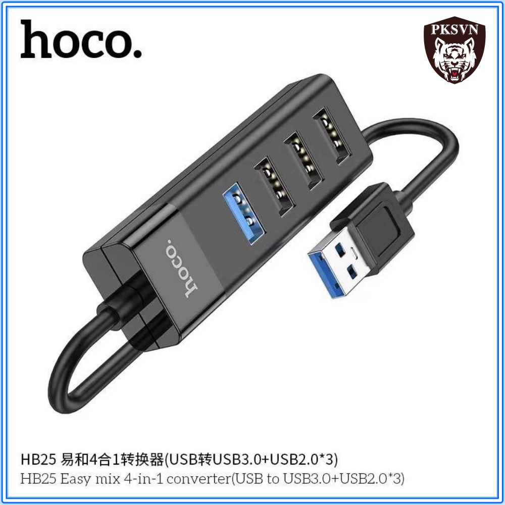 [SE85] Bộ Chia Cổng USB 3.0 & USB 2.0 Chính Hãng Hoco HB25 - Hub chia cổng 4 in 1 Cao Cấp, Tiện Lợi - Bảo Hành 12 Tháng