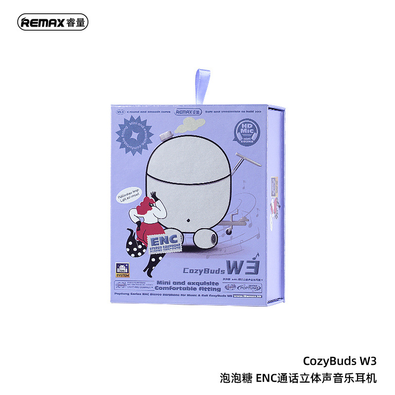 [SE230]Tai nghe Bluetooth TWS Remax Cozybuds W3 V5.3, Pin 6H, Chống ồn ENC, Tăng giảm Volume