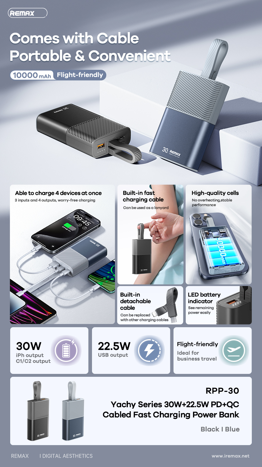 [SE310] [REMAX RPP-30] PIN SẠC DỰ PHÒNG 10000MAH QC3.0+PD 30W+22.5W