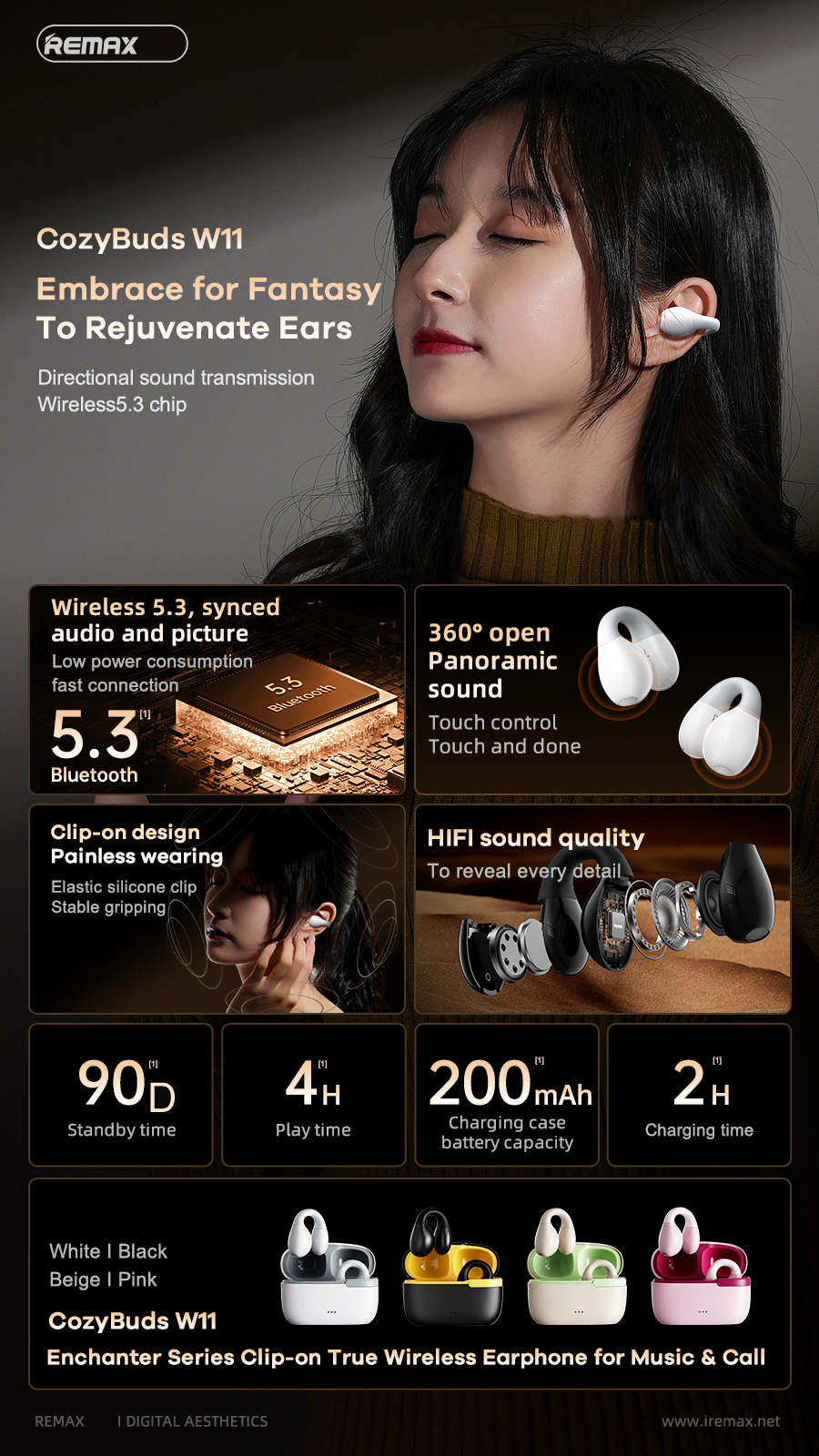[SE175]Tai nghe True Wireless Bluetooth Remax Cozybuds W11