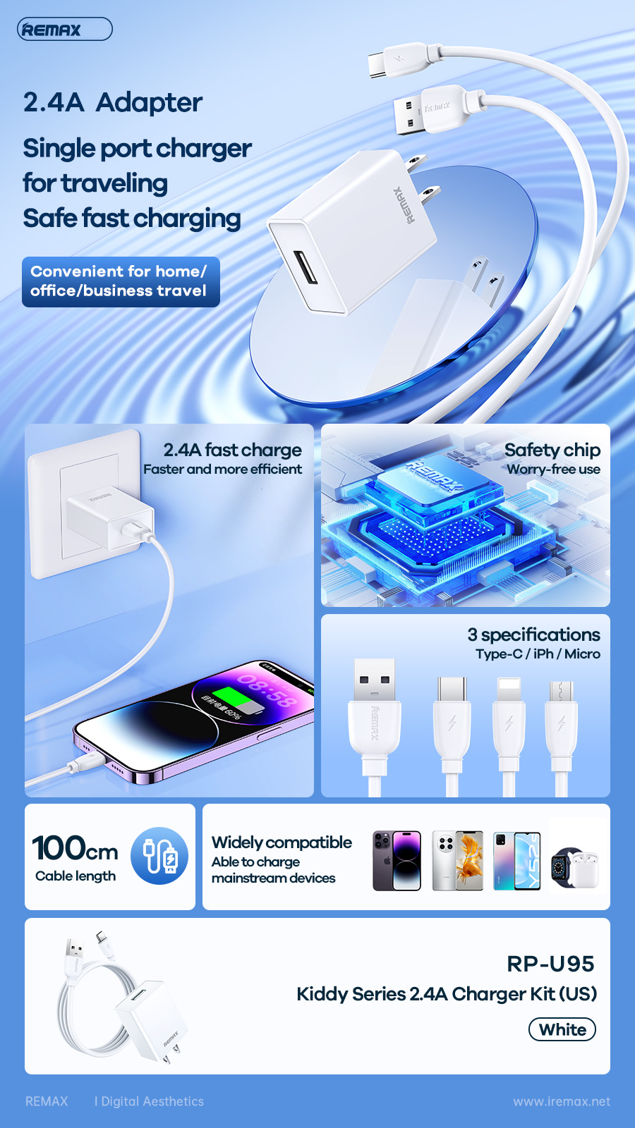 [SE30] Bộ sạc Cóc và Cáp (lighning) iphone remax u95