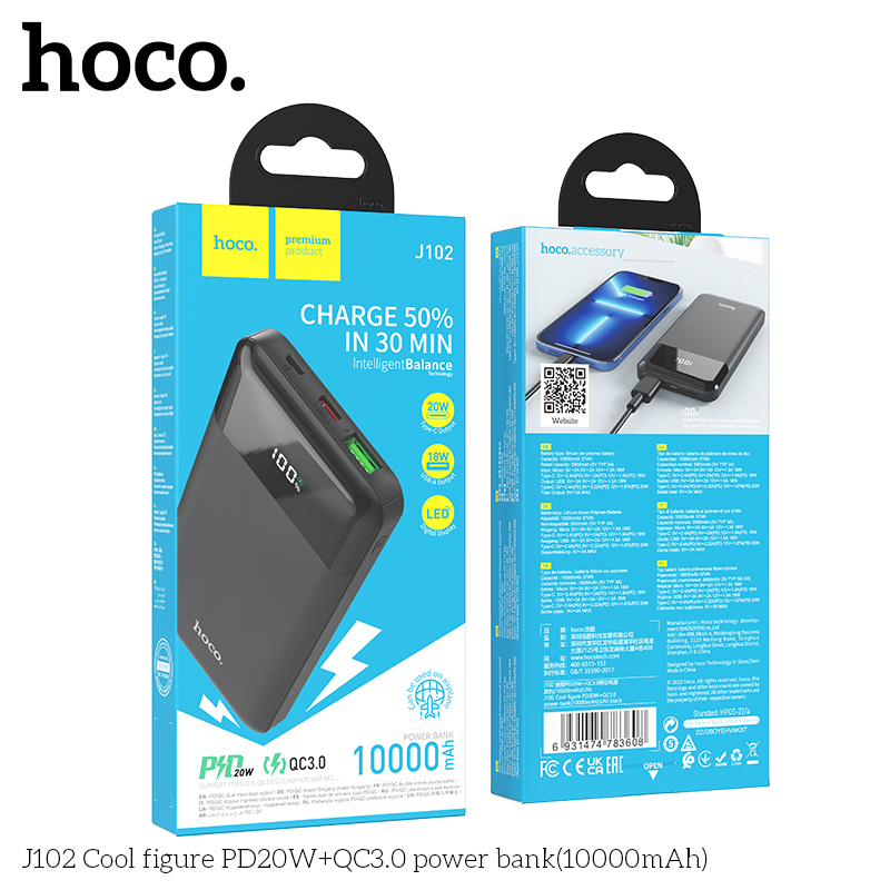 [SE170]Pin sạc dự phòng J102 10000mAh QC3.0 + PD20W