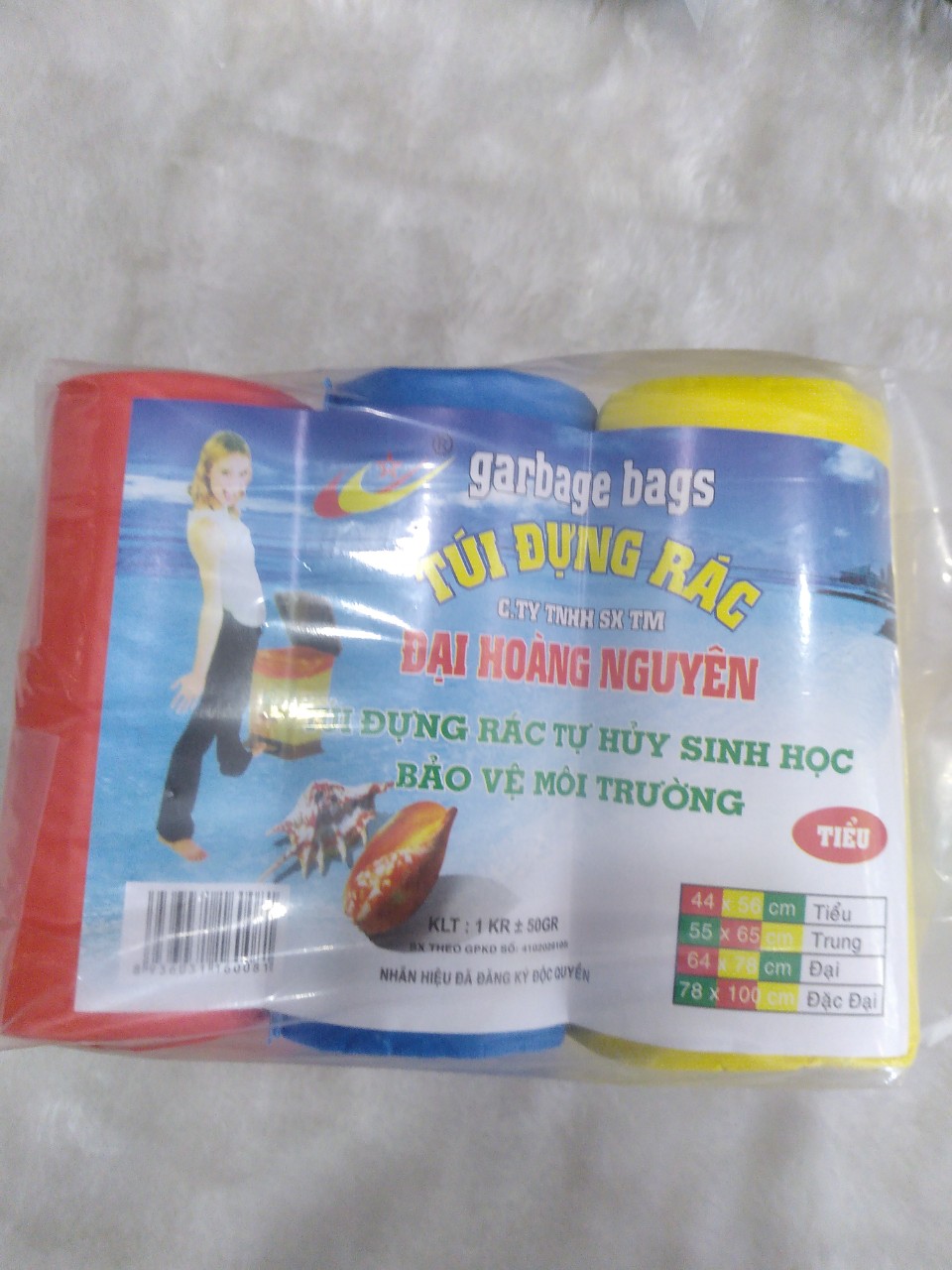 1kg (3 cuộn) Túi đựng rác, bao rác tự phân hủy sinh học màu và đen đủ size có size đặc đại (cực đại) 1 ký mã
